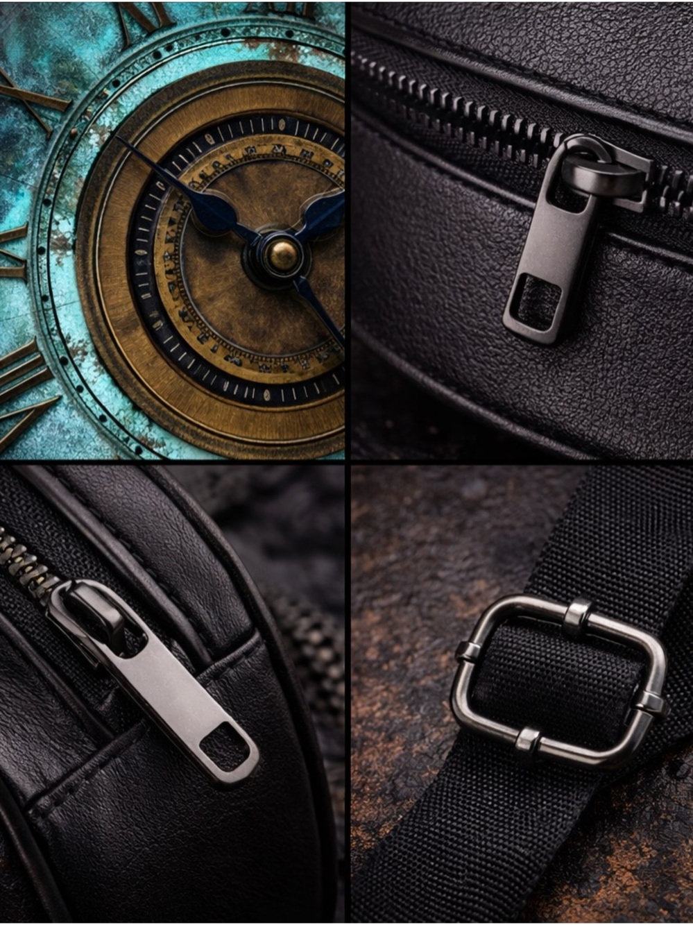 Steampunk Clock Crossbody Bag Round Vintage Style Purse Adjustable Strap Retro - Picture 11 of 14